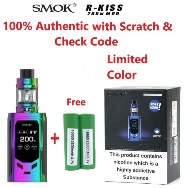 RAINBOW Smok R-Kiss Mod Kit 200W 2ml Tank VAPE STARTER VAPE PEN Kit - vapeswholesale