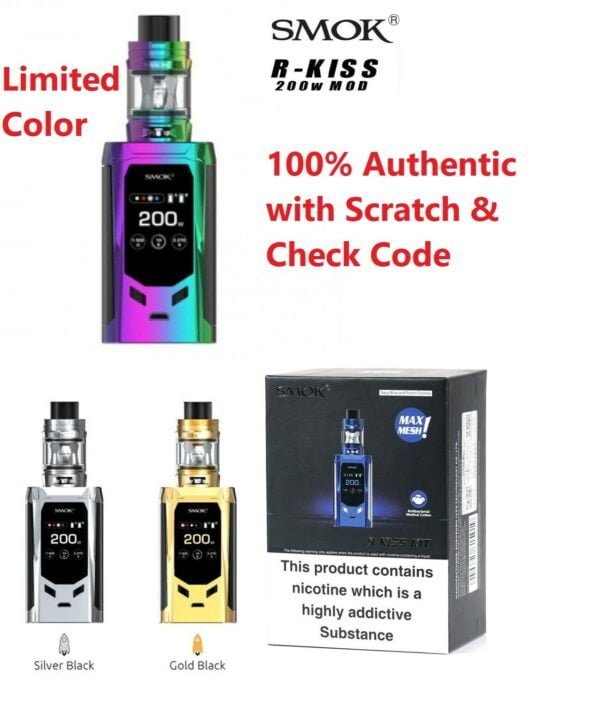 RAINBOW Smok R-Kiss Mod Kit 200W 2ml Tank VAPE STARTER VAPE PEN Kit - vapeswholesale